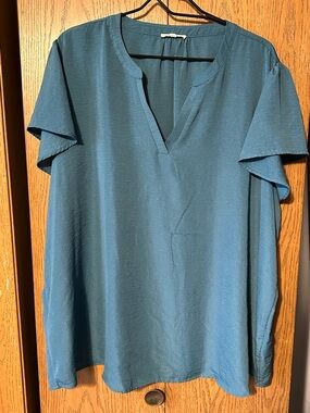 Maurices Teal Split V-Neck Blouse